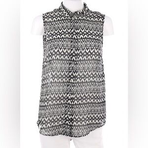 H&M Ikat Black and White Patterned Sleeveless Top- size 6